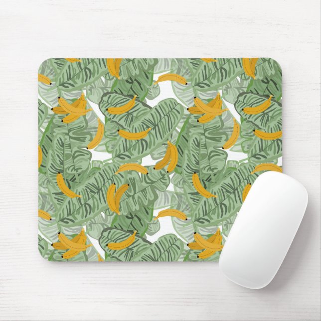 Modern Tropical Banana Greenery Pattern  Mouse Pad (With Mouse)