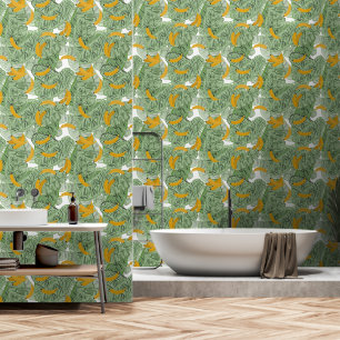 Modern Tropical Banana Greenery Pattern Wallpaper