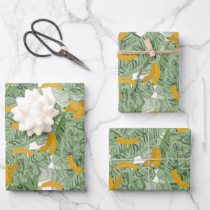 Modern Tropical Banana Greenery Pattern Wrapping Paper Sheet