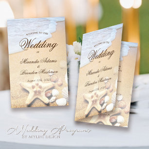 Modern Tropical Beach Folded Wedding Program Flyer