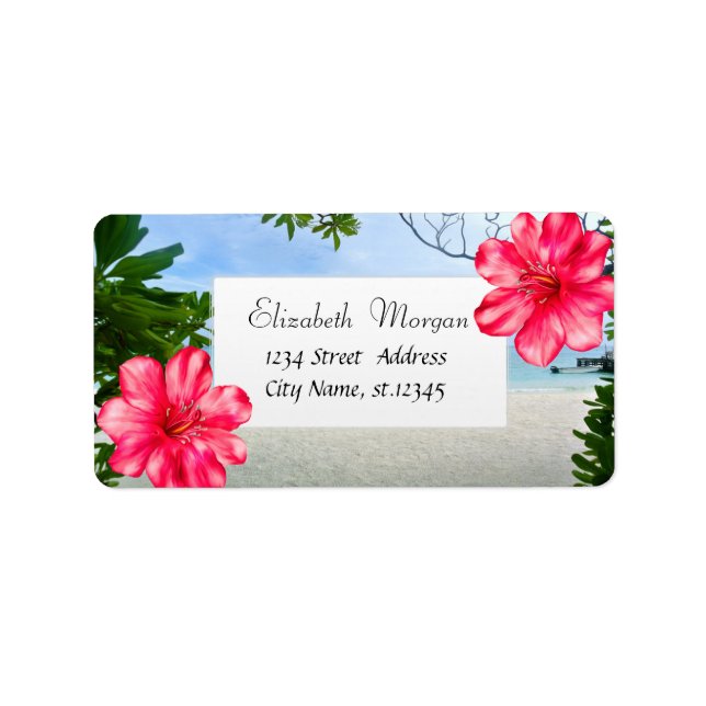 Modern Tropical Beach ,Hibiscus Label (Front)