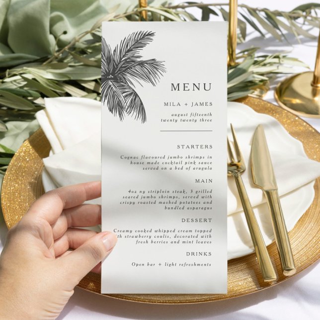 Modern Tropical Beach Minimalist Wedding 3-Course Menu (Creator Uploaded)