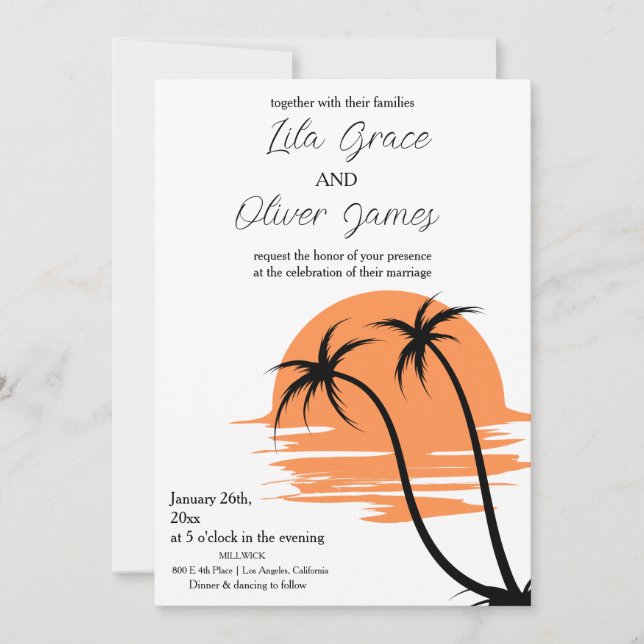 Modern Tropical Beach Ocean Wedding Invitation (Front)