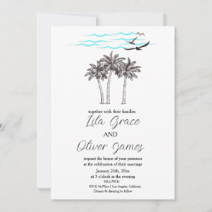 Modern Tropical Beach Ocean Wedding Invitation