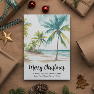 Modern Tropical Beach Palm Trees Christmas Holiday Card