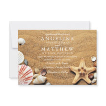 Modern Tropical Beach Starfish Sea Wedding Card