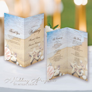 Modern Tropical Beach Wedding Folded Program Flyer