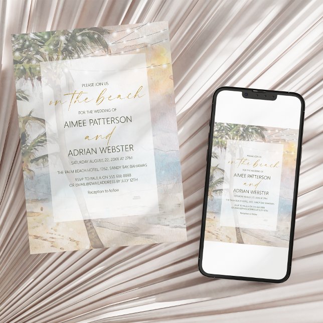 Modern Tropical Beach wedding Invitation (Creator Uploaded)