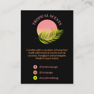 Modern Tropical Black Neon Candle Product Line Bus Business Card