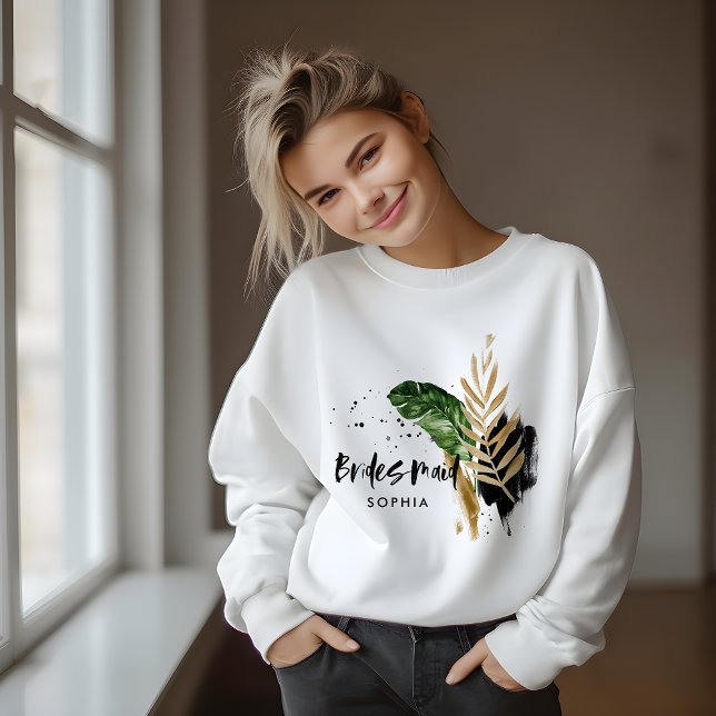 Modern tropical botanical abstract Bridesmaid Sweatshirt (Creator Uploaded)