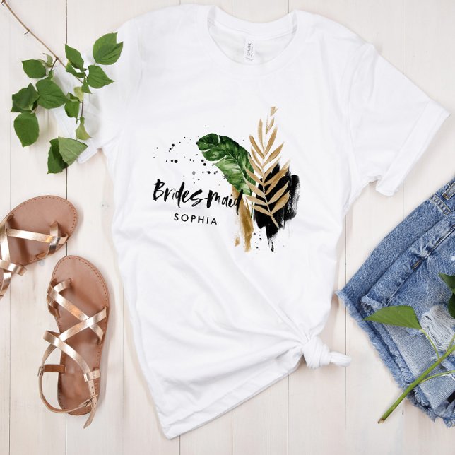 Modern tropical botanical abstract Bridesmaid T-Shirt (Creator Uploaded)