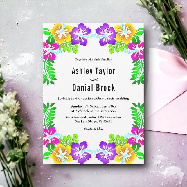 Modern Tropical Botanical Garden Floral Wedding Invitation (Creator Uploaded)