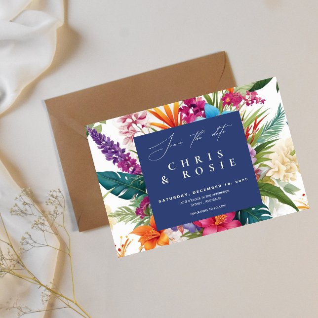Modern Tropical Colourful Fall wedding invitation (Creator Uploaded)
