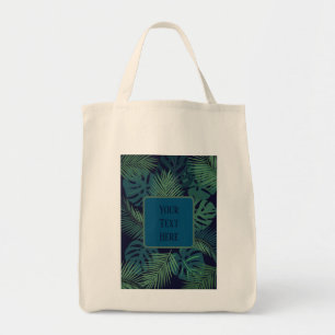 modern tropical dark palm leaf contemporary  tote bag