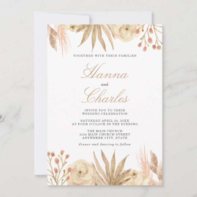 Modern Tropical Desert Boho Wedding Invitation (Front)