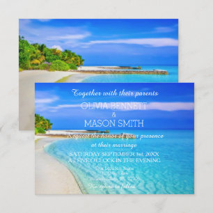 Modern Tropical Destination Beach Sea Wedding Card