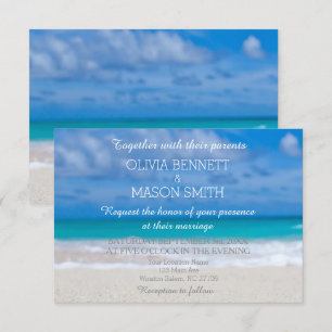 Modern Tropical Destination Beach Sea Wedding Card