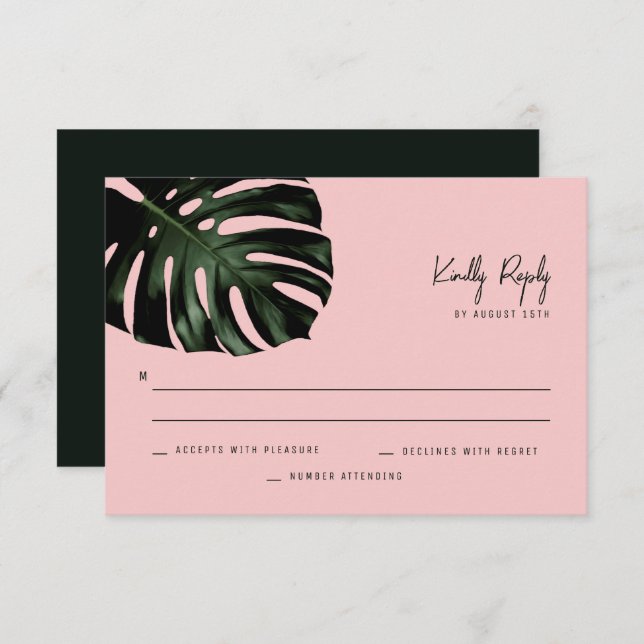 Modern Tropical Destination Wedding RSVP Cards (Front/Back)