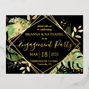 Modern Tropical Engagement Party Invitation Gold