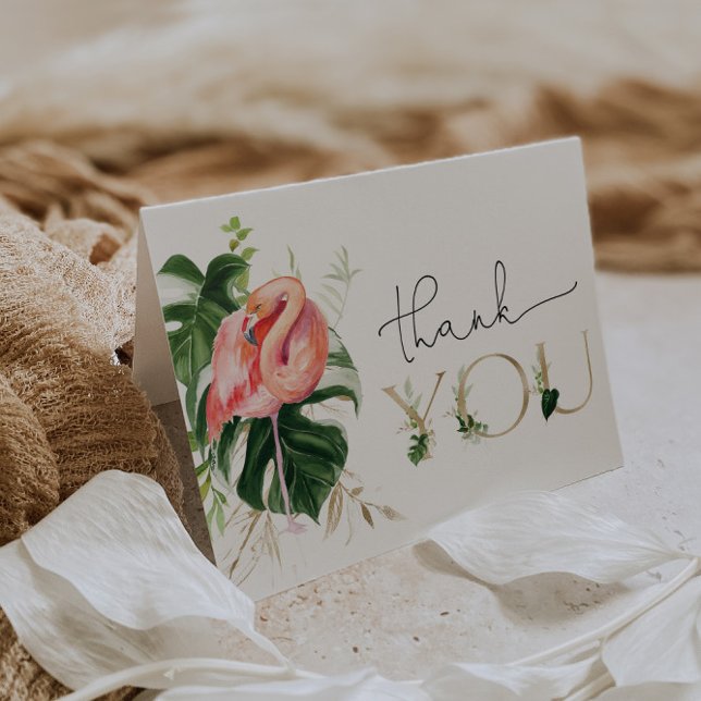 Modern Tropical Flamingo Baby Shower or Birthday Thank You Card (Creator Uploaded)