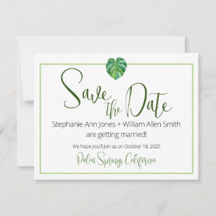 Modern Tropical Flat Save The Date Card
