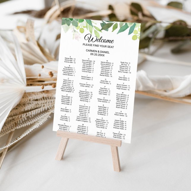 Modern Tropical Floral Alphabetical Seating Chart (Creator Uploaded)