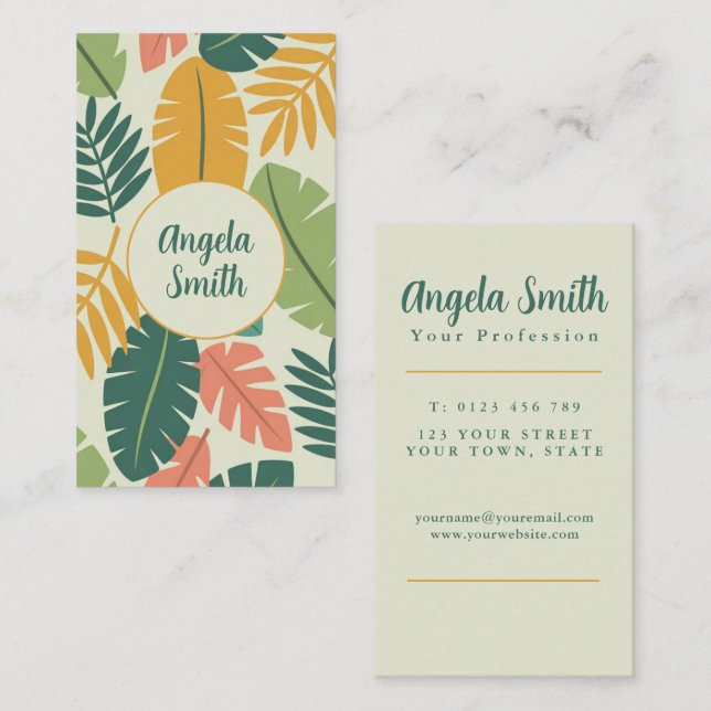 Modern Tropical Floral Business Card (Front/Back)