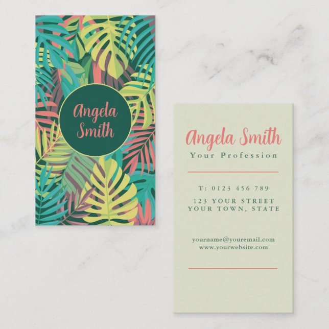 Modern Tropical Floral Business Card (Front/Back)