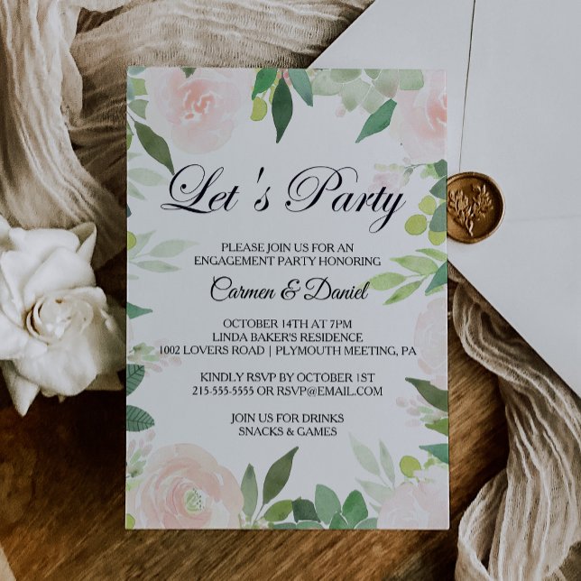 Modern Tropical Floral Let's Party Invitation (Creator Uploaded)