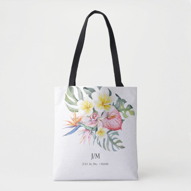 Modern Tropical Floral Monstera Tote Bag (Front)