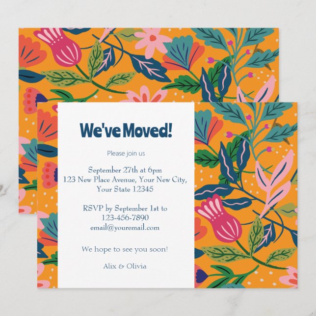 Modern Tropical Floral Pattern Invitation (Front/Back)