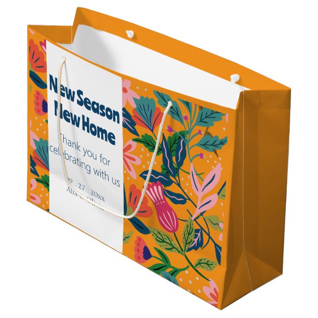 Modern Tropical Floral Pattern Large Gift Bag (Front Angled)