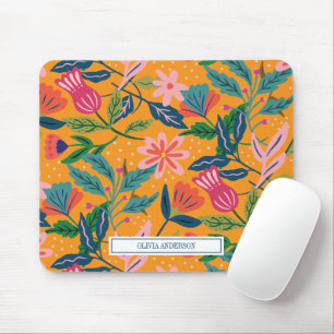 Modern Tropical Floral Pattern Mouse Pad