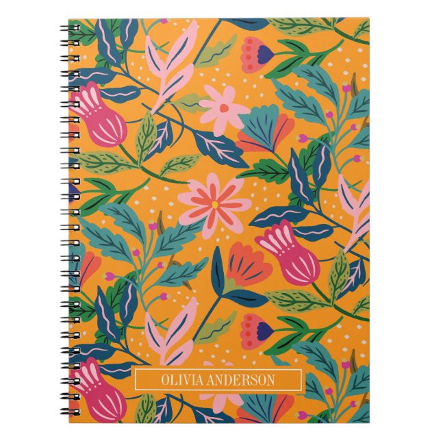 Modern Tropical Floral Pattern Notebook (Front)