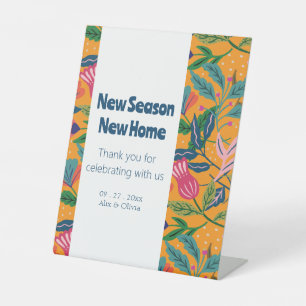 Modern Tropical Floral Pattern Pedestal Sign