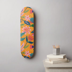Modern Tropical Floral Pattern Skateboard