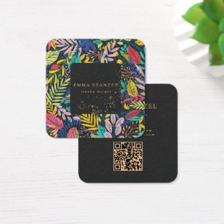 Modern Tropical Floral Square Business Card 