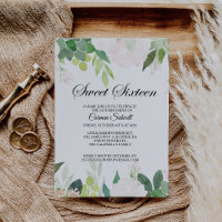 Modern Tropical Floral Sweet Sixteen Birthday
