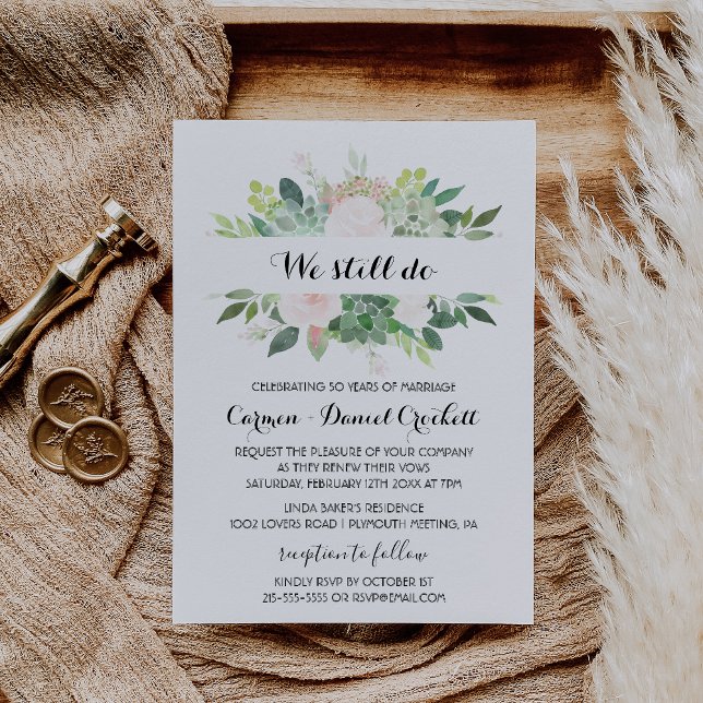 Modern Tropical Floral Vow Renewal Invitation (Creator Uploaded)