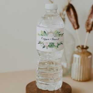 Modern Tropical Floral Water Bottle Label