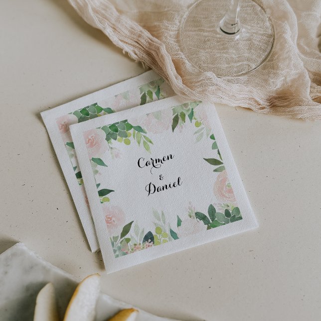 Modern Tropical Floral Wedding Napkin (Creator Uploaded)