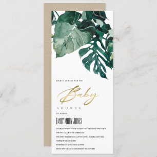 MODERN TROPICAL FOLIAGE MONSTERA BABY SHOWER INVI INVITATION
