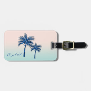 Modern Tropical,Glitter Palm Trees Luggage Tag