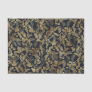 Modern Tropical Gold Foliage Blue Pattern Tissue Paper