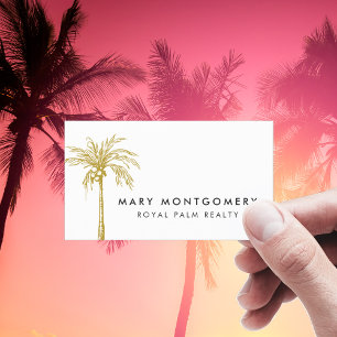 Modern Tropical Gold Palm Tree Professional Business Card