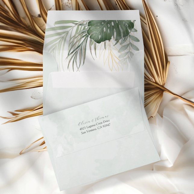 Modern Tropical Green Wedding Envelope (Creator Uploaded)