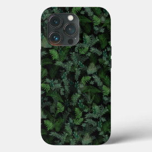 Modern Tropical Greenery Black Green Foliage  iPhone 13 Pro Case