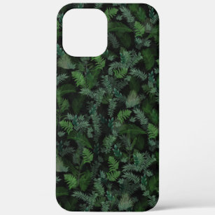 Modern Tropical Greenery Black Green Foliage  iPhone 12 Pro Max Case