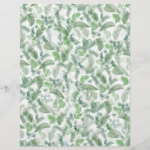 Modern Tropical Greenery White Green Foliage Custom Letterhead