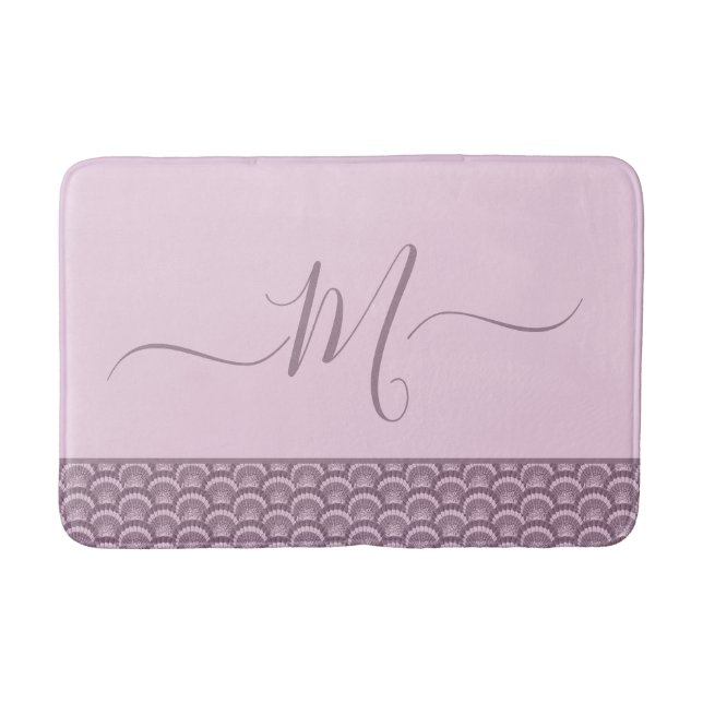 Modern Tropical Grey Seashell Shell Elegant Chic B Bath Mat (Front)